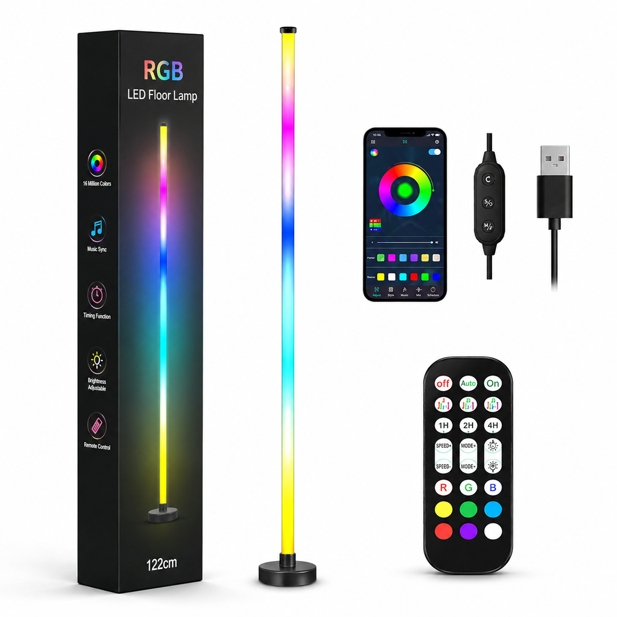 RGB Smart LED Corner Floor Lamp with App & Remote Control | Music Sync Ambient Light