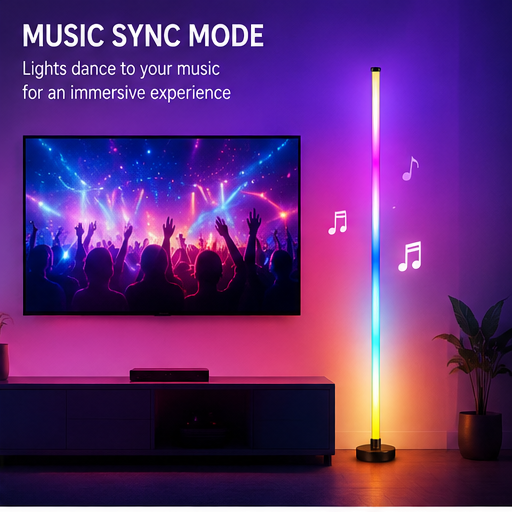 RGB Smart LED Corner Floor Lamp with App & Remote Control | Music Sync Ambient Light