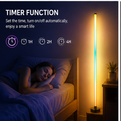 RGB Smart LED Corner Floor Lamp with App & Remote Control | Music Sync Ambient Light
